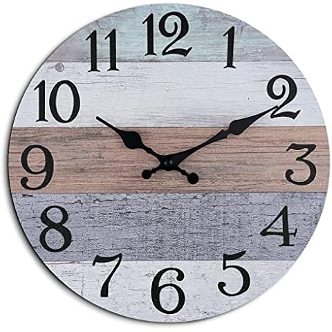 Wall Clock 10 Inch-KECYET Silent Non Ticking Wall Clocks Battery Operated,Rustic Vintage Clock for Bathroom Kitchen Bedroom Office Living Room(Grey) Cover