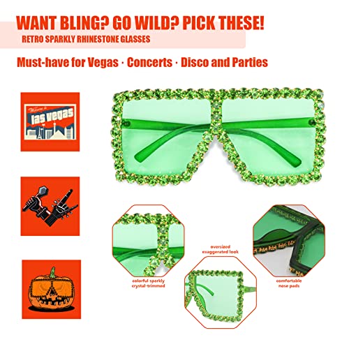 Oversized Trendy Bling Crystal Sunglasses for Men Women Party Favors Rhinestone Rectangle Glasses4