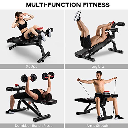Yoleo Sit Up Bench, Adjustable Weight Bench, Full Body Workout Fitness Exercise Bench, Foldable Flat/Incline/Decline AB Bench for Home Gym