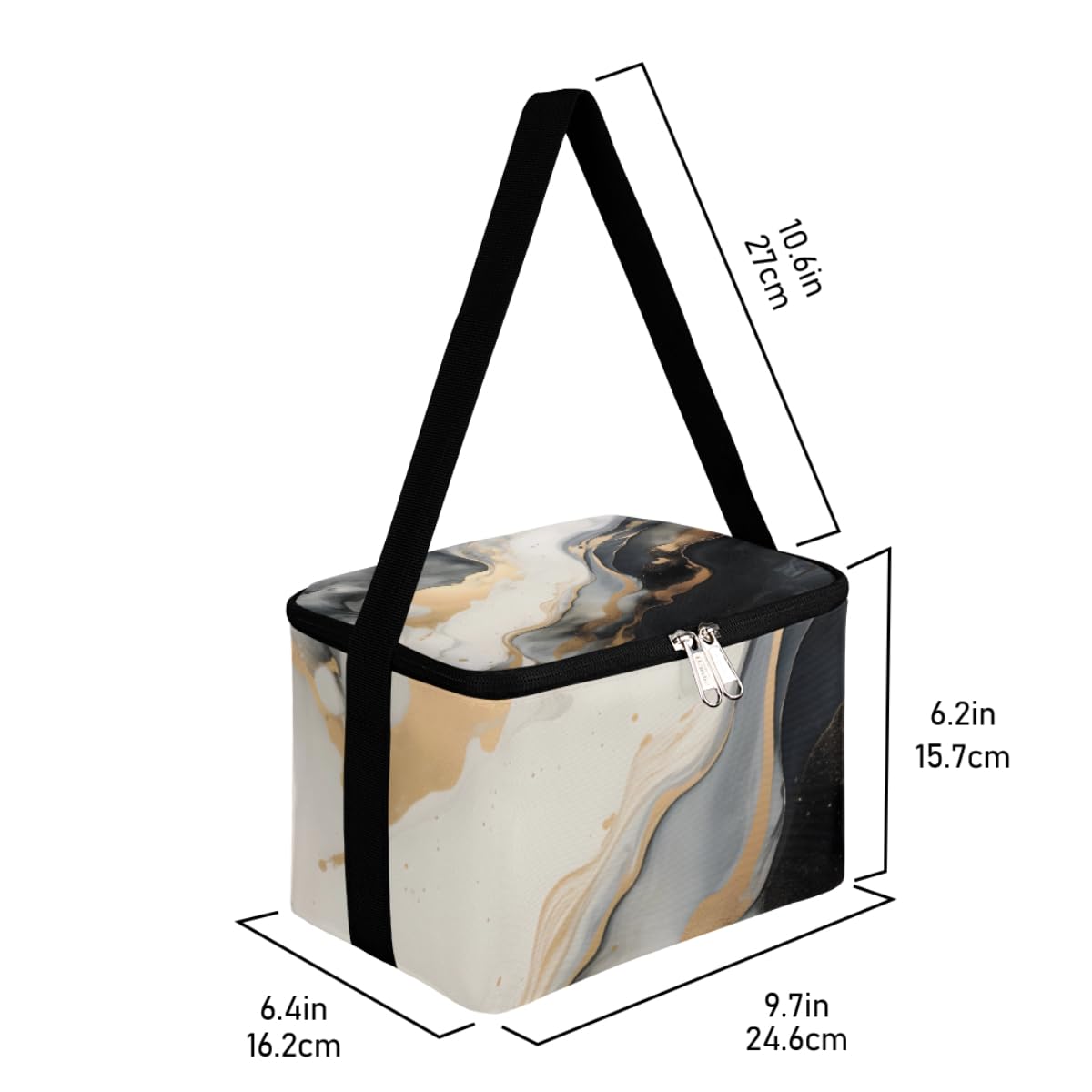 GzLeyigou Lunch Bags for Women Men 9 Cans,Liquid Marbling Hot & Cold Food Delivery Bag Insulated Grocery Bag Insulated Lunch Box Ink Paint Abstract Cooler Bag for Office Work Picnic Beach