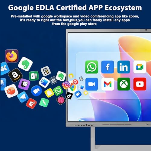 Image of 65 inch Touchscreen AI Smart Board, Google EDLA Certified Electronic Whiteboard 4K UHD Display Interactive Whiteboard for Office Classroom, Android 14, 8GB+128GB, Wireless Casting,Grey