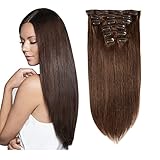 Human Hair Clip in Hair Extensions Straight Drak Brown Double Weft 22In Real Thick Hair Extensions Clips in 7Pieces/Lot 100G 16Clips in Hair for Women