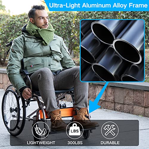 Homyking Lightweight Wheelchair, Foldable Self Propelled Wheelchair 18.3" Seat Aluminum Frame With Swing-Away Footrests Transfer Wheelchairs #TOP1