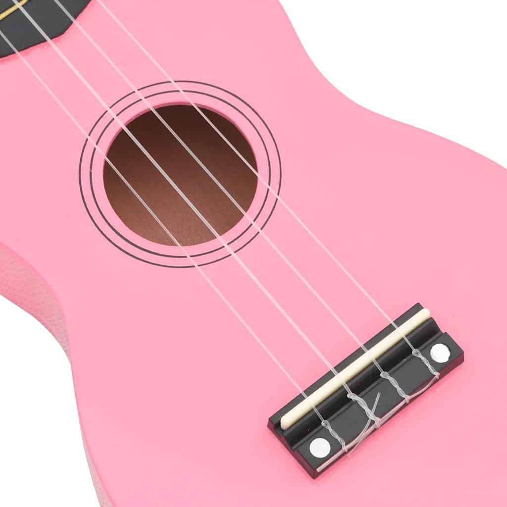 Juego de ukelele soprano de madera de tilo rosa de 23 pulgadas con bolsa, 2 púas, escala para principiantes y amantes de la música, instrumento de cuerda acústica para conciertos, orquesta