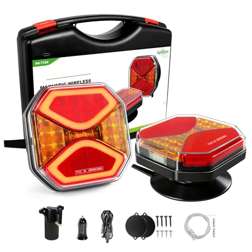 Image of Agrieyes Wireless Trailer Lights, Magnetic Tow Tail Light Kit (T326) | 2 Mounting Options | 30s Magnetic Mount | 100ft Stable Range | USB-C 9H Runtime | IP67 Waterproof | Cross-State Towing
