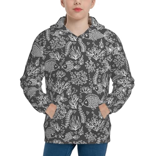Ocean with Fishes Kid Hoodies Boys Sweatshirts Girls Pullover with Pocket