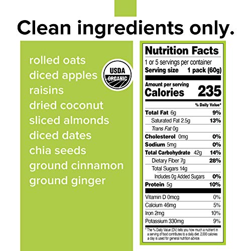 Real Made Organic Overnight Oats Variety Pack, 10 Meals 2.12Oz Packets, Apple Coconut And Mulberry Chia, No Added Sugar, Vegan, Gluten Free Ingredients, Great Source Of Fiber #TOP5
