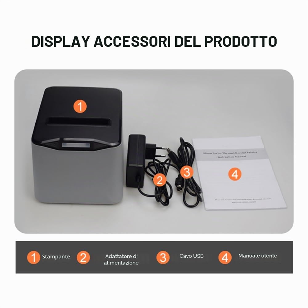 Shuaiguō stampante multifunzione per etichette e ricevute termiche 80 mm, connessione USB e LAN, taglio automatico, grande contenitore di carta, supporto ESC/POS