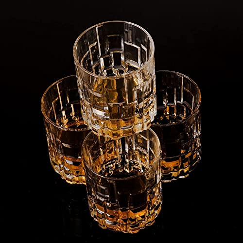 Image of Whiskey Glass Transparent, 310 ML, Whisky Glass, Diamond Design Bar Glass for Drinking Bourbon, Whisky, Scotch, Cocktails, Cognac - Old Fashioned Cocktail Tumblers Set of 6 (RCR .$., 6)
