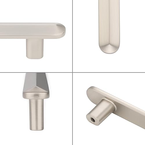 Miniatura 5 de KOOFIZO Paquete de 10 tiradores de barra biselada para armario, manija cromada para muebles, orificios centrales de 5 pulgadas5.039 in, accesorios