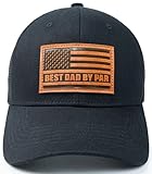 Best Dad By Par Golf Trucker Hat Faux Leather Patch American Flag Snapback Black Cap