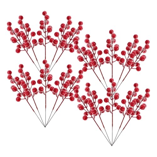 PRETYZOOM 1 Juego Decoración del Hogar Frutos Rojos Detalles Navideños DIY Decoración Adornos para Fiestas Guirnalda Navideña De Bricolaje Acebo Rojo Falso Brillo Navideño Espuma 20 Piezas