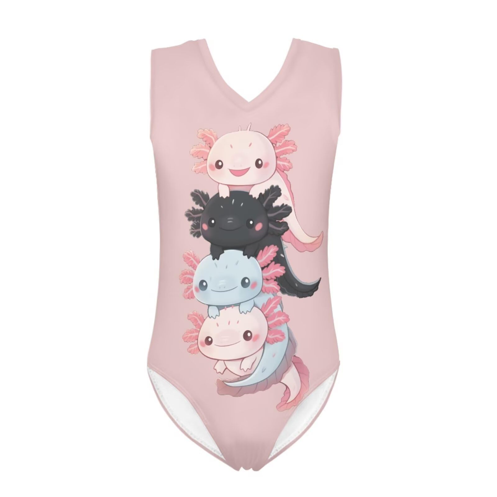 Girls Swimsuits Size 3-14 Kids Summer Sleeveless One Piece Bathing Suit Beach V-Neck