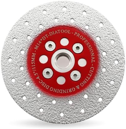 DT-DIATOOL Diamond Cutting and Grinding Discs 4.5 Inch / 115mm x M14 Double Side Coated Vacuum Brazed for Granite Concrete Marble Stone