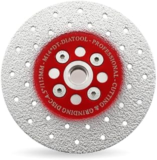 DT-DIATOOL Diamond Cutting and Grinding Discs 4.5 Inch / 115mm x M14 Double Side Coated Vacuum Brazed for Granite Concrete Marble Stone