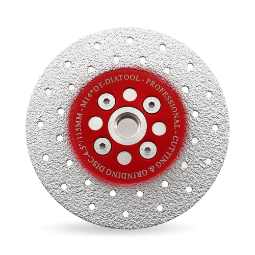 Image of DT-DIATOOL Diamond Cutting and Grinding Discs 4.5 Inch / 115mm x M14 Double Side Coated Vacuum Brazed for Granite Concrete Marble Stone
