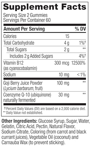 Image of OLLY Daily Energy, Caffeine Free, 300 mcg Vitamin B12, CoQ10-120 Count (Pack of 12)