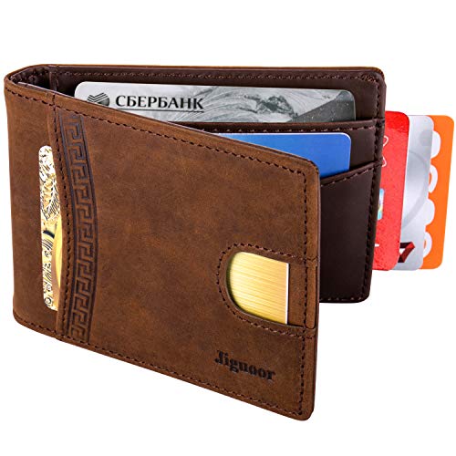 Jiguoor Cartera con Pinza para Billetes Bloqueo RFID | Tarjetero Hombre Slim | Billetero | Cartera pequeña de Viaje | Estuche, Protege Tarjetas de crédito