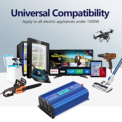 1500W Pure Sine Wave Power Inverter Dc 12V To Ac 110V-120V With Remote Control Lcd Display And 2X2.4A Dual Usb Ports 3 Ac Outlets For Home Rv Truck By Voltworks #TOP7