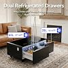 LIVTAB Smart Coffee Table, 23 D x 41.5 W x 18.1 H, Living Room Table with Built in Fridge and Speakers, Smart Table with 15W Wireless Charging, USB Chargers (Black)
