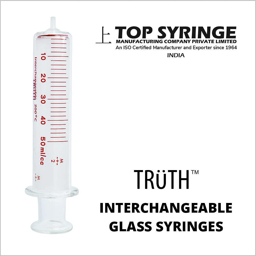 TRUTH Laboratory Glass Syringe Glass Tip 50ml
