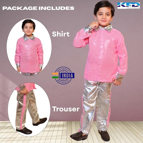 Image of Kaku Fancy Dresses Western Disco Outfit for Kids Sequin Shirt with Shining Pants for Annual Day Programme