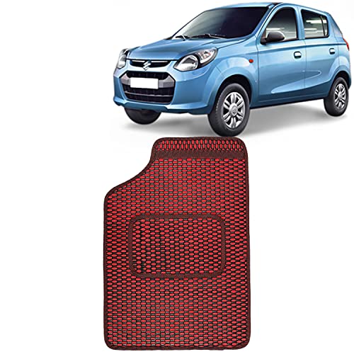 Image of Kingsway Dotted Design Car Floor Foot Mats Universal Fit for Maruti Suzuki Alto 800, Model Year : 2012 Onwards, Water and Dustproof, Color Red, Set of 5 Pieces