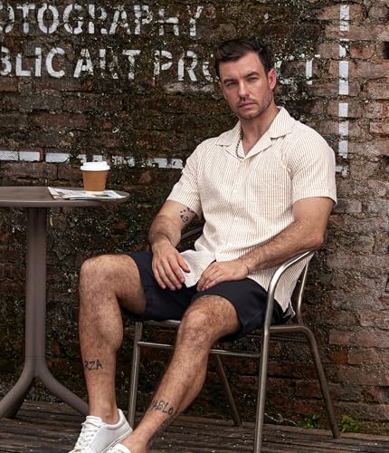 VATPAVE Mens Striped Summer Shirt Casual Button Down Short Sleeve Beach Shirts Cotton Shirts for Men - Image 4