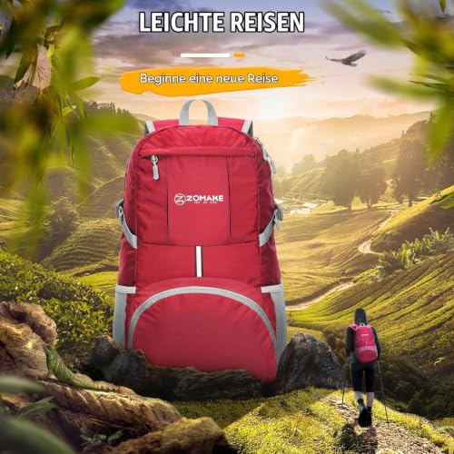 ZOMAKE 35 L Leicht Faltbarer Rucksack Packbare Backpacks, Kleiner Rucksäcke Wanderrucksack Wasserdicht für Damen Herren Outdoor Wandern… – Ansicht 6