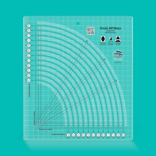 Creative Grids Ovals All Ways Quilting Ruler – CGRKAOVAL – Made in USA, 11in x 12-1/2in, Non-Slip Grip Acrylic Fabric Strip Cutting, Sewing, Crafting, Patchwork Ruler & Template image 4