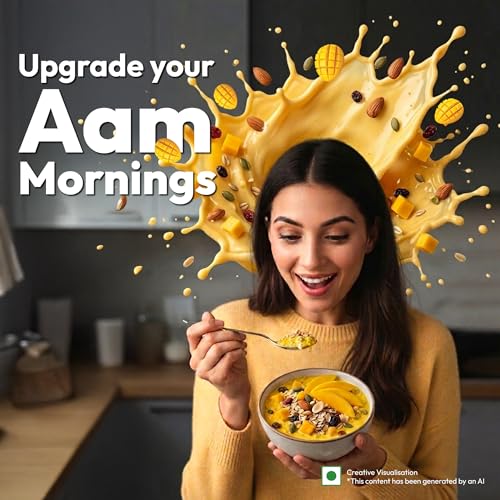 Image of True Elements Mango Mojo Muesli 350 g with Alphonso Mango | Healthy Breakfast Cereal | High Fiber, Protein Rich | Rolled Oats, Seeds & Grains | No Added False Claims | Limited Edition