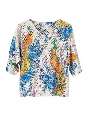 Image of Verdusa Women's Crochet Beach Summer Sweater 3 /4 Length Sleeve Boho Off The Shoulder Tops