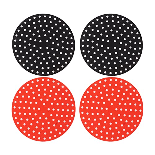 Hspemo 4PCS Round Air Fryer Mat High Temperature Resistant Oilproof Reusable Silicone Air Fryer Liner for Air Fryer Accessories (2 X 23cm/9.1in Red, 2 X 23cm/9.1in Black), Hspemoi24n97gbmx-12