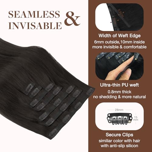 Image of GOO GOO Seamless Clip in Hair Extensions Real Human Hair Remy Extensions