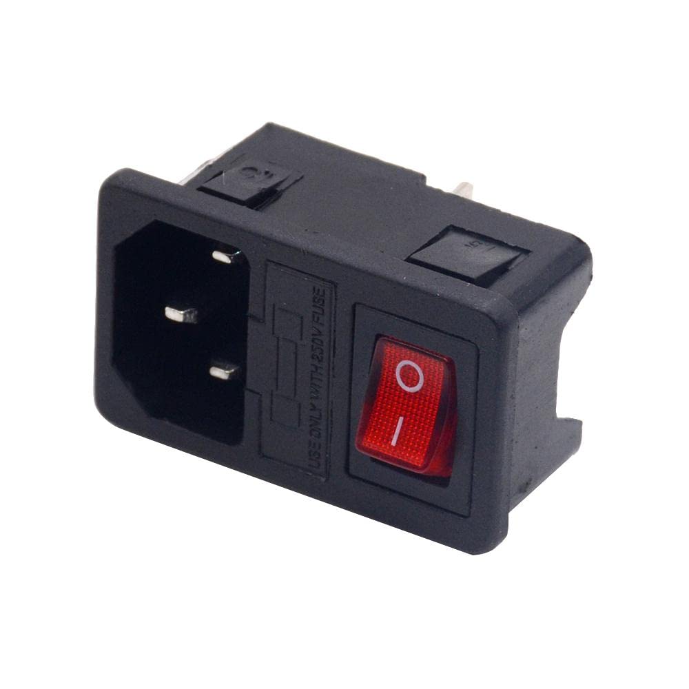 Buy with 10A Fuse ! Red Rocker Switch Fused IEC 320 C14 Inlet Power