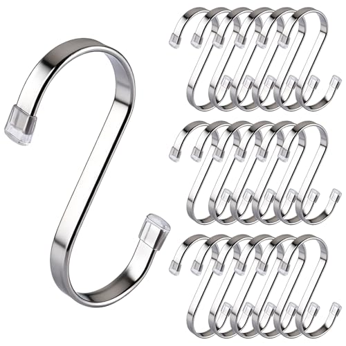 LDXDRU 36er S haken Edelstahl 9cm Flach Edelstahl S-förmige Haken Schwerlast Hängehaken für Küche BBQ Backen und Viele Weitere Möglichkeit Max Belastung 20 kg