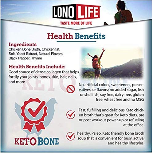 LonoLife - Keto Chicken Bone Broth Sticks - 8g Collagen Protein, 4g Fat - Gluten-Free - Keto & Paleo Friendly - Portable Individual Packets - 10 count