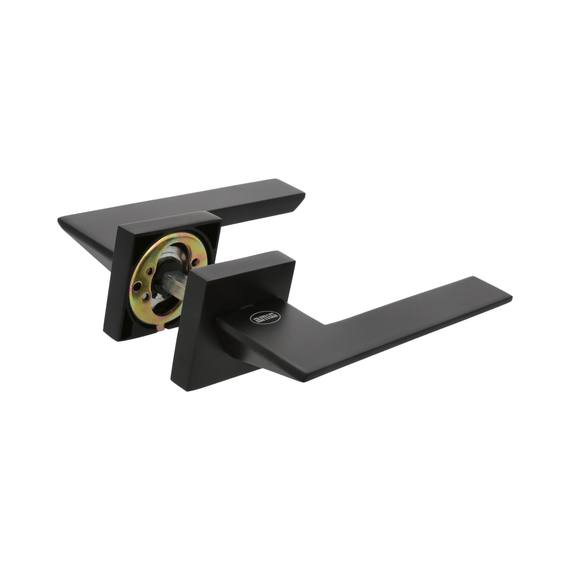 Amig Matte Black - Door Handle Set | Mod. Zahora | 51 X 146 Mm | Aluminum | With Keyhole | Elegant And Simple Design | Ergonomic Grip Handle