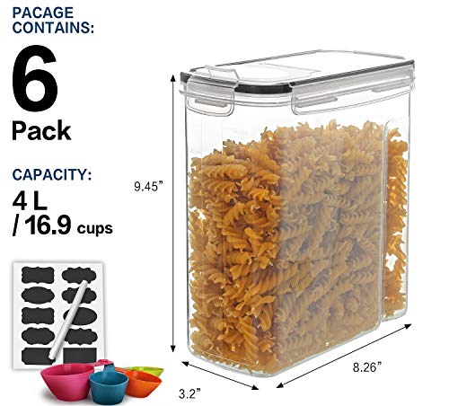 Cereal Container Set, Mcirco Airtight Food Storage Containers ((4L /135.2Oz) Set Of 6, Bpa Free Cereal Dispensers With Measuring Tools #TOP1