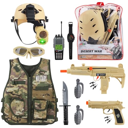 deAO Military Soldier Camouflage Desert War Costume Set & Storage Backpack