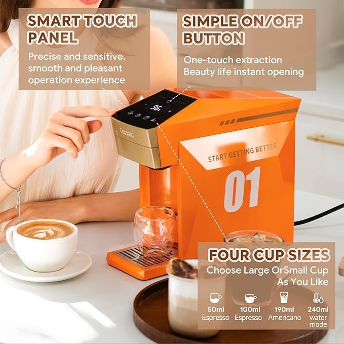 Image of New Espresso machine - Stainless Steel Espresso Maker with Touch Display & Upgraded Steam Wand, coffee appliance for Espresso, Cold Brew, Iced & Cold Coffee, Cappuccino, Latte & More