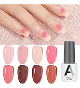 AILLSA Jelly Gel Nail Polish Set- Nude Polish Sheer Blush Pink Gel Polish Clear Translucent Gel N...