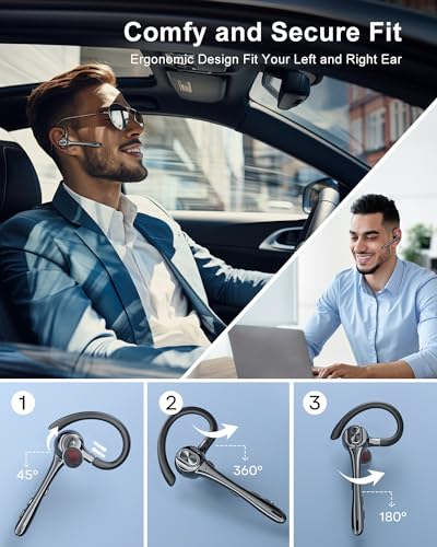 Orancu Earbuds Wireless Earpiece Bluetooth Headset With Noise Canceling Mic 160H Standby Time Hands Free Earphones Single Ear Headphone For Iphone Android Samsung Cell Phones Pc Tv Computer Game Trucker Work thumb #3