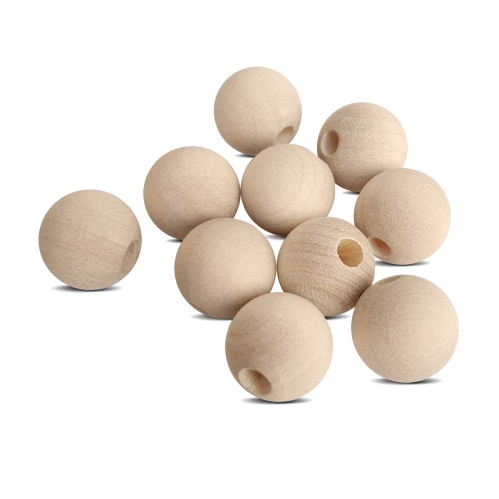 SolaDirect 10 pcs of 10 mm Natural Wooden Beads Wood Spacer Beads Round Wood Loose Beads for Jewellery Making and Macrame