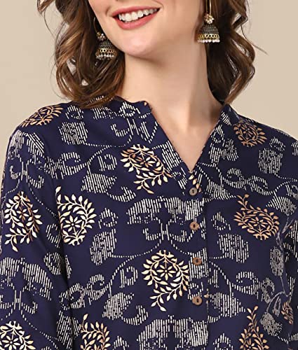 Image of rangita Women Rayon Regular Fit Calf Length Printed Straight Kurti | Kurta