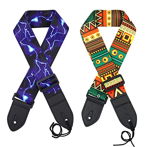 Lot de 2 sangles de guitare réglables avec extrémité en cuir, pour basse, guitare électrique acoustique, cadeau pour… - Les Beatles, Paul McCartney, John Lennon, RIngo Starr, George Harrison Lot de 2 sangles de guitare réglables avec extrémité en cuir, pour basse, guitare électrique acoustique, cadeau pour…