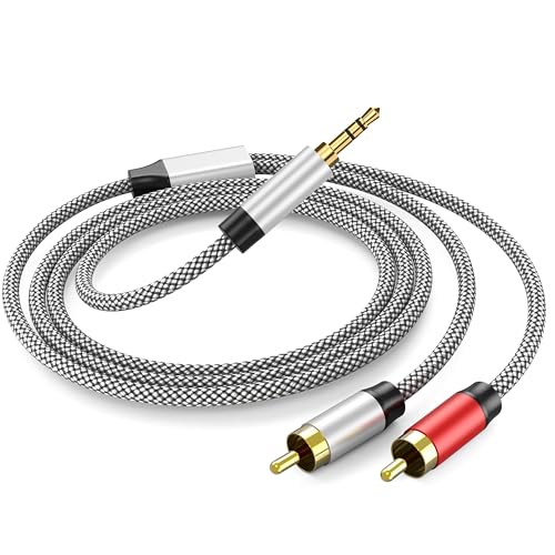 PPTVC 3.5mm to 2RCA Audio Cable 3ft, Auxiliary Adapter,Stereo Splitter Cable AUX, RCA Y Cord for Smartphone,Speakers,Tablet,HDTV,MP3 Player