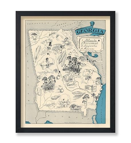 Poster Master Vintage Map Print - Retro Georgia State Poster