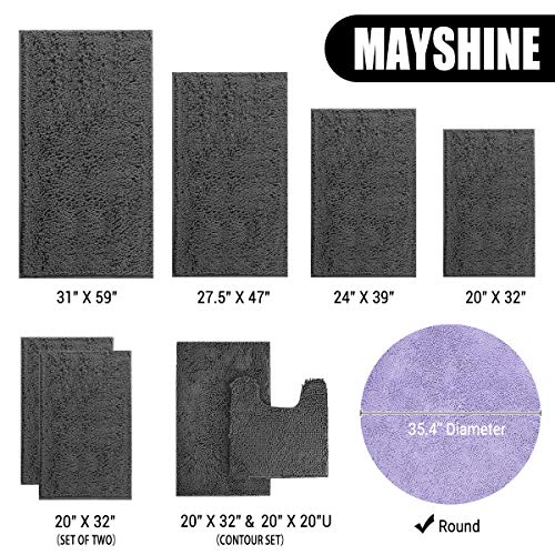 Image of Large Round Area Rug Set for Bathroom 36 inchx36 inch Soft Plush Chenille Bath Mat, Water Absorbent Non-Slip Bathroom Rug | Washable Shag Carpet for Shower, Bedroom, or Home Decor | 36 inchx36 inch Round | Lavender