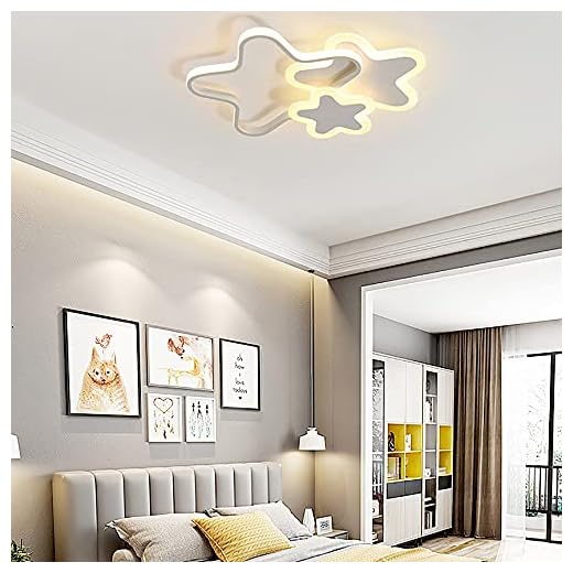 Barnrumslampa, LED, dimbar, taklampa, barn, flicka, pojke, sovrum, dekoration, taklampa, modern, 3 stjärnor, akrylskärm, taklampa med fjärrkontroll, barnrum, taklampa, dimbar